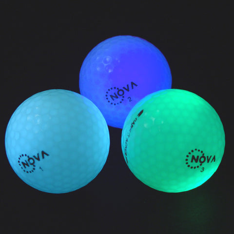 Dark Tracker LED Light-up Golf Ball, White/Blue/Green, 3-pack