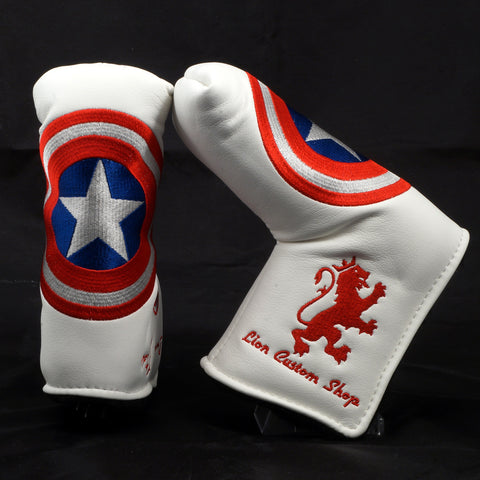 White American Shield Blade Putter Head cover | 19th Hole Custom Shop