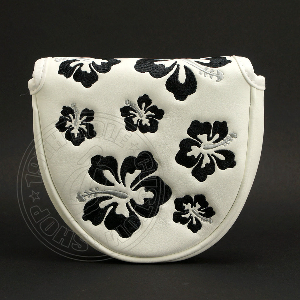 White Hibiscus Odyssey Golf Mallet Putter Head Cover | 19th Hole Custom Shop