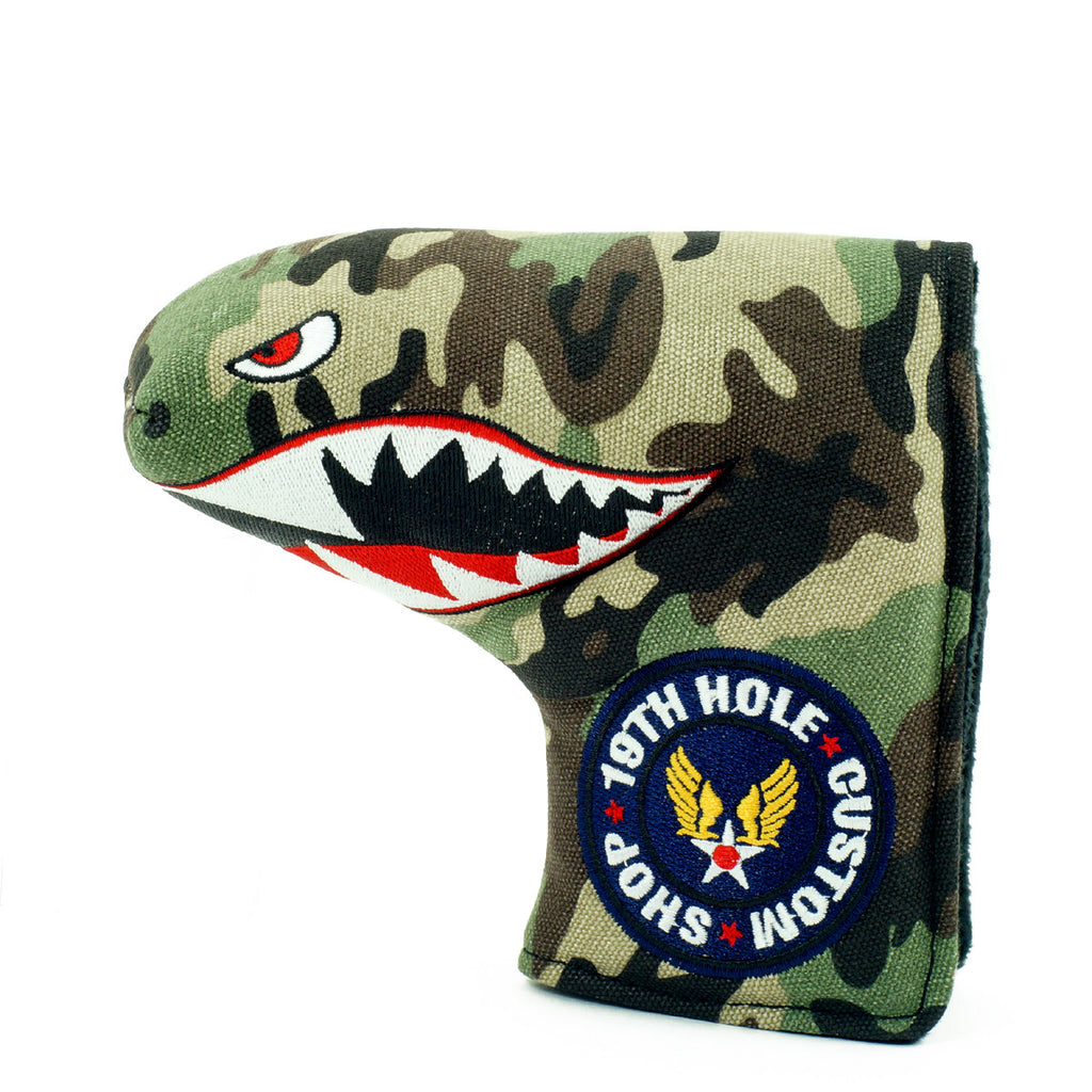 Camouflage Canvas Fighter Plane Scotty Cameron Blade & Mid Mallet Putter Head Cover | 19th Hole Custom Shop