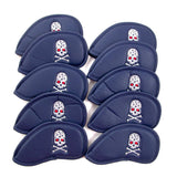 10 pc/Set PU Skull Golf Iron Club Head cover, Blue