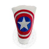 White Captain America Scotty Cameron Blade and Mid Mallet Putter Head Cover | 19th Hole Custom Shop