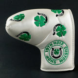 White Clover & Horseshoe Odyssey Blade & Mid Mallet Putter Head Cover | 19th Hole Custom Shop
