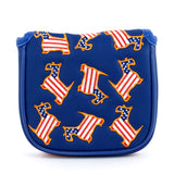 Blue US Flag Dancing Scottie Dog Scotty Cameron Mallet Putter Head cover | 19th Hole Custom Shop