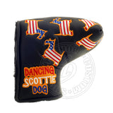 Black US Flag Dancing Scottie Dog Odyssey Blade Mid Mallet Putter | 19th Hole Custom Shop