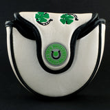 White 4-Leaf Clover and Horseshoe odyssey mallet putter head cover | 19th Hole Custom Shop