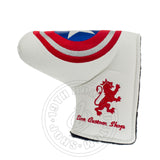 White Captain America Odyssey Blade and Mid Mallet Putter Head Cover | 19th Hole Custom Shop