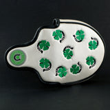 White 4-Leaf Clover and Horseshoe taylormade mallet putter head cover | 19th Hole Custom Shop